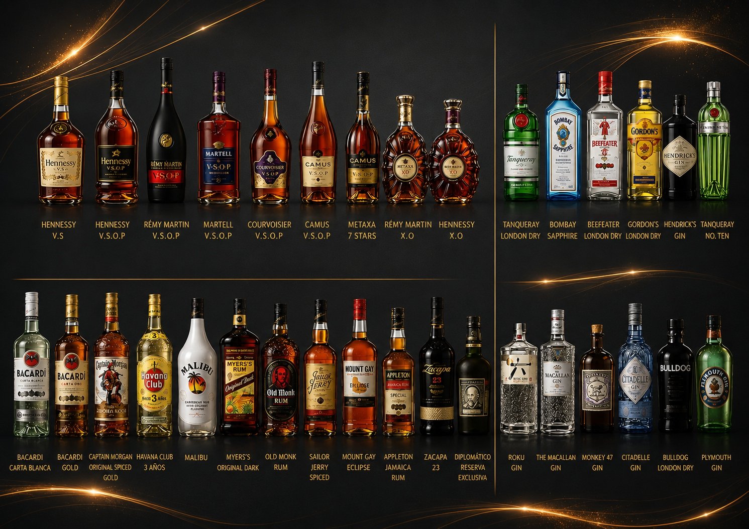 Cognac gin and rum brands